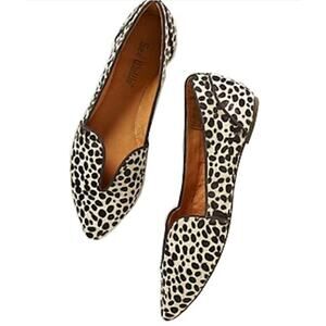 Anthropologie Gee Wawa Womens 8.5 Brown Spotted Calf Fur Slip-On Loafer Shoes